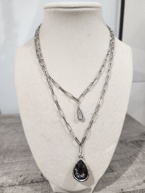 Silver Layered Teardrop Necklace - Alexa Rae